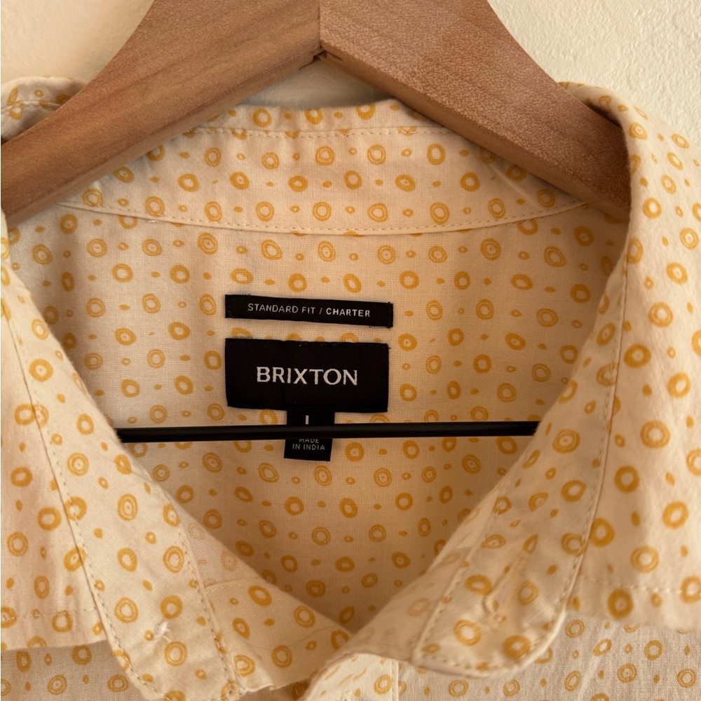 Brixton Men's Cream and Yellow Dot Shirt